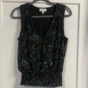 Evereve Black and Green Patterned Blouse
